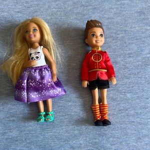 Barbie Doll Set - Chelsea and Mini Prince with Purple and Red Outfits